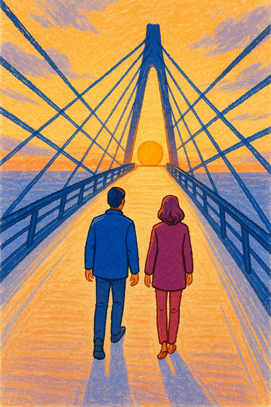 Couple-sur-le-pont-au-crepuscule-800 Pont avec puzzle